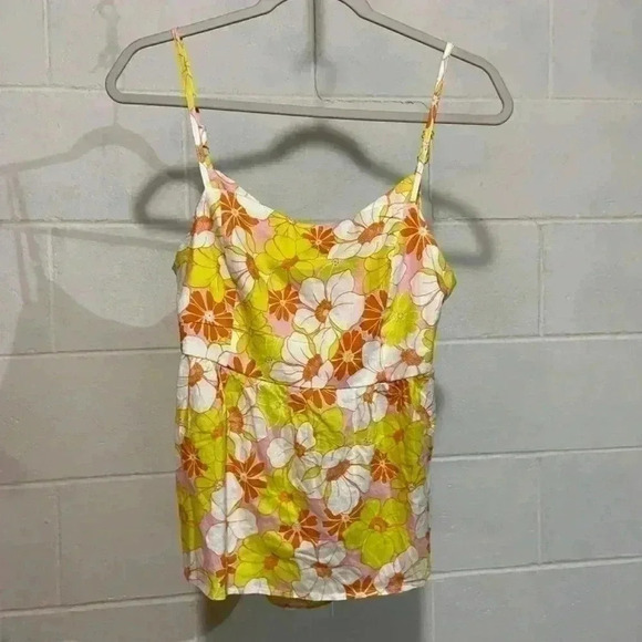 Sanctuary Women's Playdate Camisole Tank SMALL Yellow Floral Boho Ruffles Cutout - Picture 4 of 10